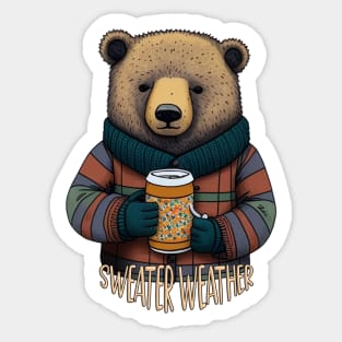 Sweater Weather Beary Comfortable Christmas Bear Sticker